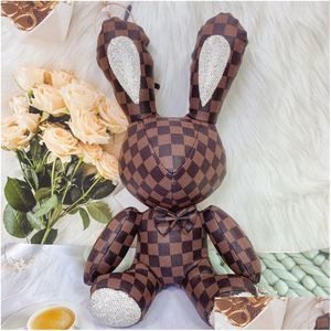 Stuffed & Plush Animals Doll Hand Diamond-Encrusted Large Rabbit Leather Car Living Room Decoration Drop Delivery Toys Gifts Dhz6H