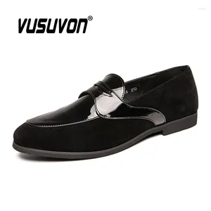 Casual Shoes Suede Loafers Men Fashion Wedding Bright Leather Spring Mens Driving Male Footwear Black Red