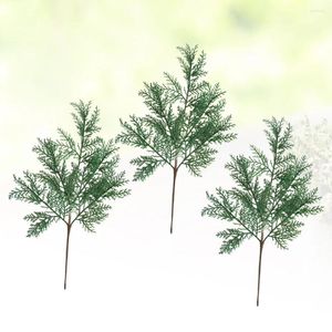 Decorative Flowers 3Pcs Imitation Chinese Weeping Cypress Leaf Brachyplast DIY Wreath Material Christmas Decorations Green