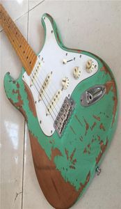 Yeni Arrivel 1956 Surf Green St Relic Elektro Gitar El yapımı Alder Vücut Yaşlı Donanım Elektro Gitarlar Guitarra7312918