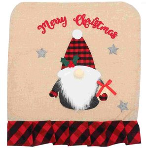 Chair Covers Red Black Plaid Cover Seats Christmas Ornaments Gnome Decor Festival Lattice Lovely Back