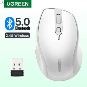 Möss ugreen trådlös mus Bluetooth 5.0 Ergonomisk 4000 dpi 6 Mute -knapp lämplig för MacBook PC -surfplatta PC 2.4G trådlös mus Y240407CKPR