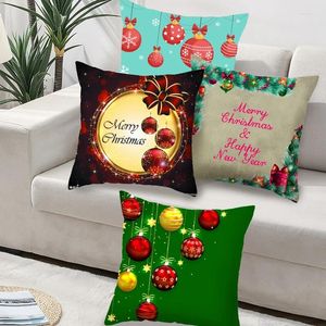 Capa de Natal de travesseiro Caixa quadrada 45x45 Merry Print Home decoração sofá -cama Fronha de linho de linho