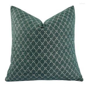 Pillow Vintage Woven Gray Green Smile Lines Pattern Square Cover Bedding Sofa Home Decorative Case 45x45cm