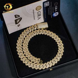 15mm 18mm Hip Hop Fine Jewelry Baguette Diamond Men Necklace Sterling Sier Fullt VVS Moissanite Cuban Link Chain