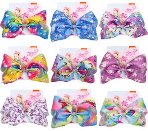 Jojo Siwa Hair Bows Unicorn印刷されたJojo Bows with Clip Hair Accessories