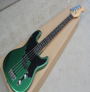 Factory Custom Metal Green 4 Strings Electric Bass Guitar med Black PickGuardChrome Hardwaresmaple Neckoffer anpassad2736665