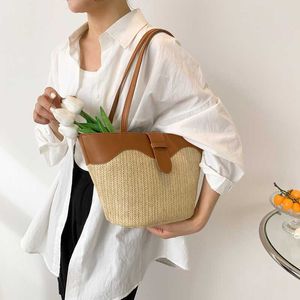 Bolsas de praia casuais Spring grama malha simples bolsa de balde feminina de grande capacidade para mulheres ombro único ombro de mão
