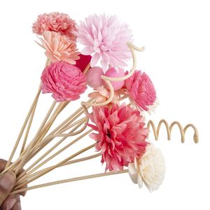 15 adet pembe çiçek alevsiz kokular kamış difüzör çubuğu DIY ev dekorasyon rattan çubukları 240407
