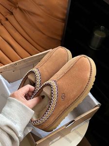 Tasman Terlik Kestane Kürk Slaytlar Koyun derisi Shearling Tazz Classic Mules Kadın Erkekler Ultra Mini Platform Bot Slip-On Ayakkabı Süet ÜstQ Moda Trend 6918ESS