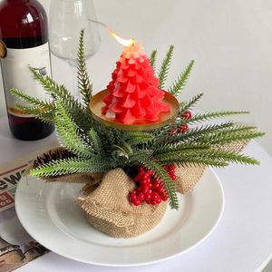 Candle Holders Christmas Berry Pinecone Holder Featival Theme Desktop Multifunktionell för Holiday Table Decoration