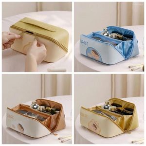 Cosmetic Bags Letter Shell Shape Makeup Pouch Bag Cartoon Print Zipper PU Leather Large Capacity Waterproof Travel Wash
