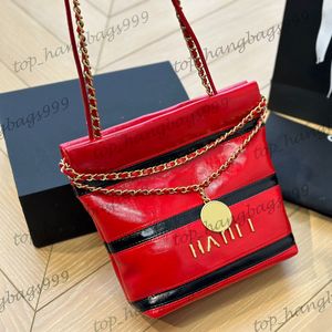 Womens Designer Mini 22 Shopper Bags Red Black White Calfskin Real Leather Stripe Handbags With Coin Pouch Shoulder Purse Crossbody Shoulder Pocket 19x22CM