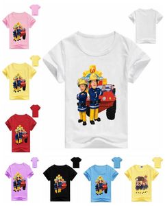 2020 Дети Лето 3D Cartoon Fireman Sam Print Tshirt для мальчика для мальчика с коротким рукавом футболка