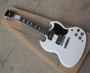 Chitarra di fabbrica Deluxe di alta qualità SG standard White Electric Guitar 2 Pickup Black Pickguard 4947594