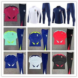 24 25 ItalyS football tracksuit men and kids tute bRAZILS soccer Training suit jogging 2024 Portuguese Long sleeve Fato de treino de futebol