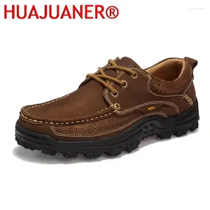 Casual Schuhe hochwertige Herren Werkzeuge Business Men Sneakers männliche runde Zehen im Freien echte Leder Schnüre-up Solid Wanderschuh