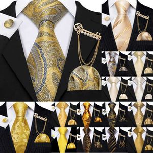 Neck Ties Barry. Golden Jacquard Silk Mens Tie Hanky Cufflinks Brown Set Golden Beige Champagne Necklace Mens Wedding Business GiftC420407