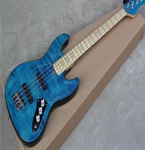 Jazz Bass Guitar4 String Electric Bassfladed Maple impiallacciatura Maple Maple Neck Corck HardwareBlue Bassacrylic Pickboard3413211