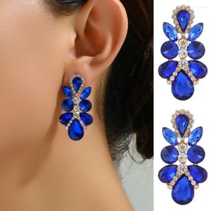 Stud Earrings Modern Leaves Shiny Glass Glamorous Decor For Women Trendy Luxury Design Wedding Party Jewelry Ear Accessories