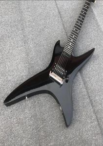 24 progów Rich Stealth Chuck Schuldiner Gloss Black Electric Guitar Ebony Twaflboard Owga wokół ogona pojedynczego mostu Pickup2307099