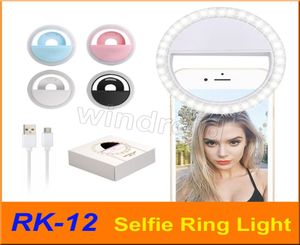 RK12 RK12 Rechargeable Universal LED Selfie Light Ring Light Flash Lamp Selfie Ring Lighting Camera Pography For all mobile ph5723252