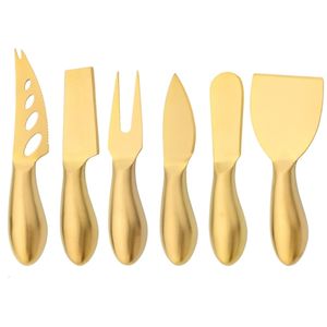 Gold Matte Stainless Sttel Handle Cheese Knife Set Mini Butter Slicer Pizza Cutter Baked y240321
