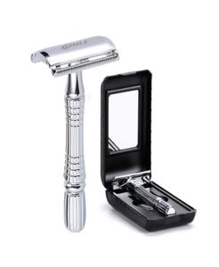 1Razor 1 Blade 1 Kılıf Manuel Tıraş Alma Seti MEN039S Razor Çift Kenar Emniyet Razor çinko alaşım klasik tıraş makineleri1207282