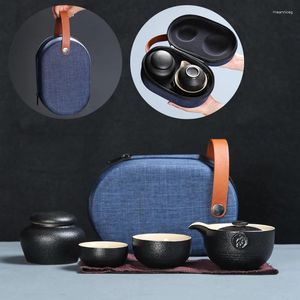 Teaware Sets Nordic Art Retro Ceramic Portable Travel Tea Set American Quick Guest Cup One Pot Two Cups Outdoor Office Gifts