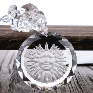 Suncatchers H&D Shinning Crystal Glass Sun Charms Pendant Clear Suncatcher Crystal Rainbow Maker For Window,50mm Sun Charms Gift Boxed
