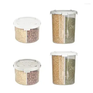 Storage Bottles 4 Grids Plastic Kitchen Cereal Dispenser Flour Grain Rice Box Dry Container Jar