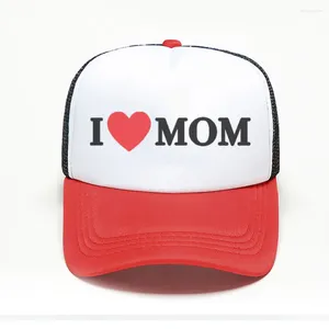 Czapki piłki I Love Mom Baseball Cap Sprzedawane wydrukowane siatkowe hat chłopcy dziewczęta ciężarówki czapki oddychające dla dzieci 3-10 lat