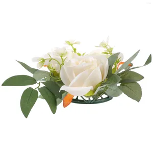 Flores decorativas anel de castiça de guirlanda anel redondo de casamento de flores de flor das peças de pano pilares