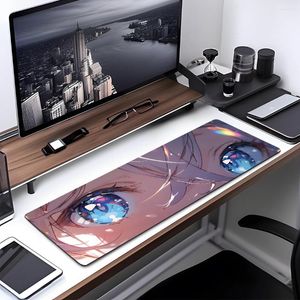 Tala de mesa 800x300mm Gaming Desk Mousepad Anime colorido Beautiful Eyes Notebook teclado Tamanho da almofada não deslizante para laptop resistente ao desgaste