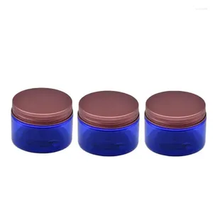 Bottiglie di stoccaggio 22 pezzi di ricarica bottiglia trasparente bronzo di crema blu coperchio di bronzo 100ml 120ml 150ml 200ml 250 ml vasi di piante di plastica vuoto