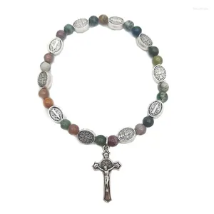 Urok Bracelets Cross-Charm Catholic for Women Girl Religijna Różańska biżuteria