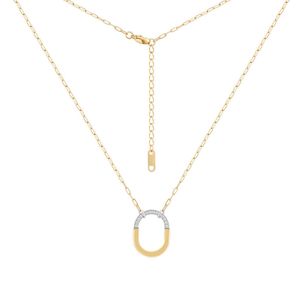 Designer Brand 18K gold-plated titanium steel fashionable design Tiffays Lock lock half diamond medium U-shaped personalized versatile necklace P3441