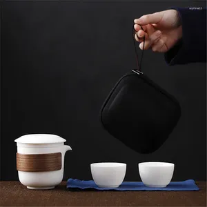 Zestawy herbaciarskie 2024 Lanolin jadecie porcelanowy butik biały herbatę Travel One Pot Three Cup Torka przenośna