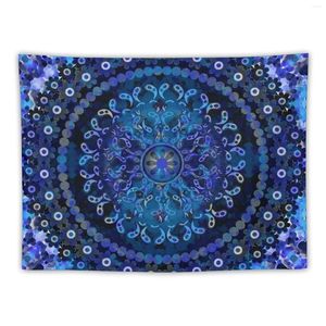 Wandteppiche Blue Mosaic Mandala Wandteppichheimdekoration Hängende Wand Ästhetik für Raum Ästhetische Dekorationen