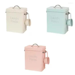 Storage Bottles Metal Laundry Powder Tin Box Detergent With Bucket For Home Kitchen