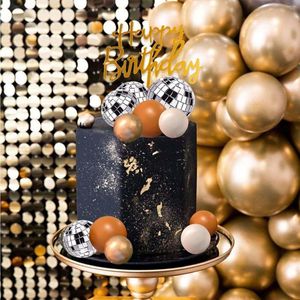 Party Supplies 34st Boho Disco Ball Palm Leaves Cake Toppers Silver Discoballs Dekorationer för 70Sdisco Music Dance tema födelsedag