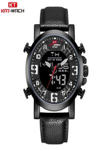 KT Top Brand Watches Men Leather Band Owatch Mens Luxury Brand Chartz Orologio Orologio cronografo Black Waterproof Black KT18459586060