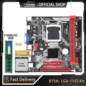 Материнские платы B75 LGA 1155 Motherboard Kit с процессором I5 3550 и 8 ГБ DDR3 Place Place Mae LGA 1155 SET поддержка WiFi NVME M.2