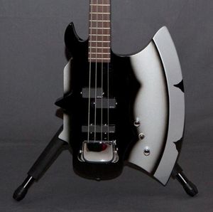 Heavy Metal Chopper GENE SIMMONS AXE Electric Bass Guita Black 4 Strings Electric Bass Guitar Chrome Pickup Cover Strings Thru bod4472986