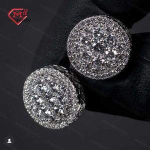 Designer smycken hiphop män runda skruva tillbaka daglig slitage 925 silver VVS Diamond Moissanite Studörhängen