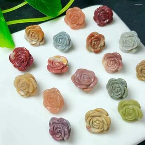 Estatuetas decorativas Preço por atacado 13mm Natural Alashan Jasper Crystal Rose Flowving Witing Bead Charms para pulseira pendente