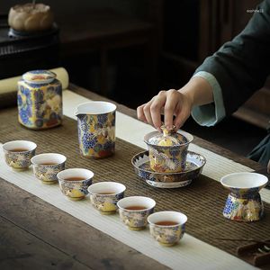 Teaware set kinesiska bärbara te set lyx porslin traditionella vintage japanska koppar tekanna jogo de cha porcelana yyy35xp