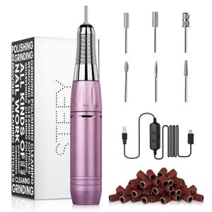 Guns Makartt Stefy Handheld Nail Drill Kit Pink Usb Manicure Pen for Nail Carving Compact & Portable Nail File Efile Nail Drill