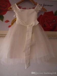 Dresses 2015 NEW Lace Tulle Cap Sleeves TUTU Flower Girl Dress Wedding Easter Junior Bridesmaid