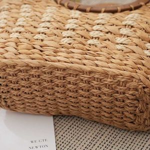 Evening Beach Bags Women's Woven Bag Round Bamboo Handle Straw Simple Hard Portable Fashion Versatile Handbag